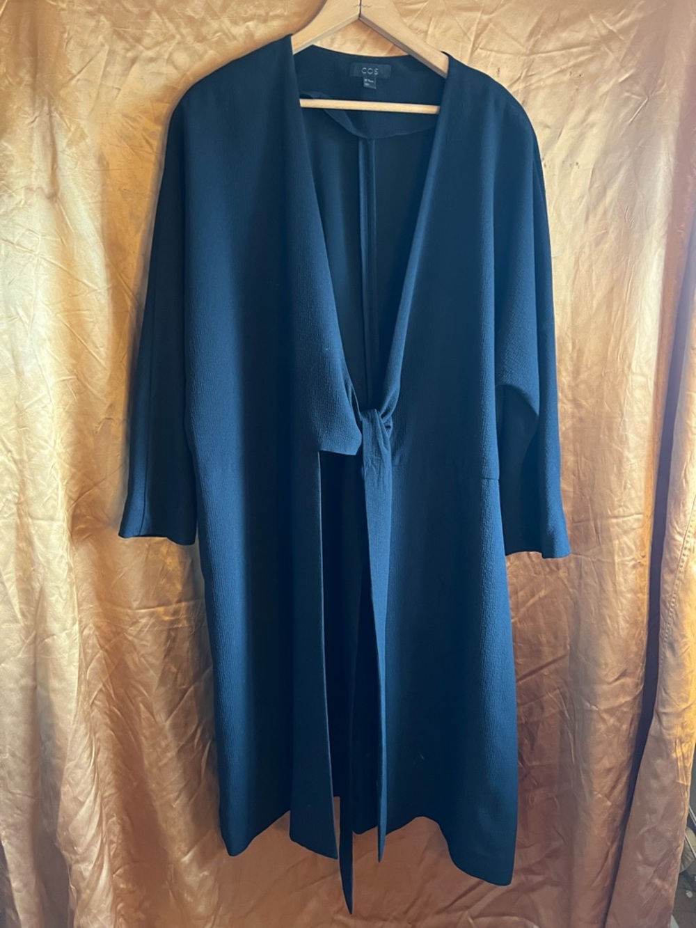 COS Black Kimono Tie-Front Midi Coat